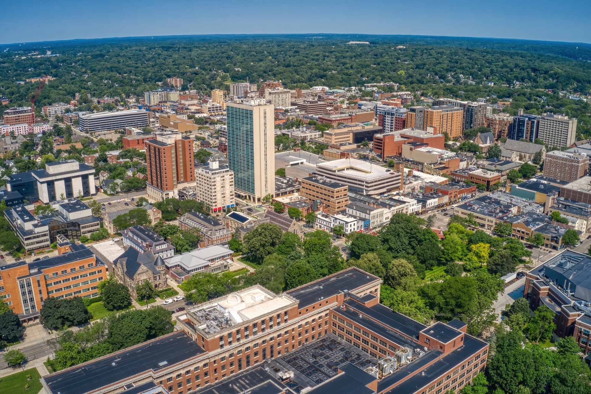 Aerial view of Ann Arbor MI