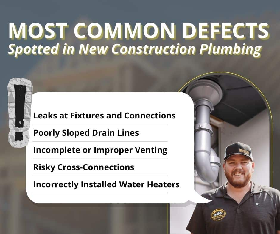 most common new construction plumbing defects