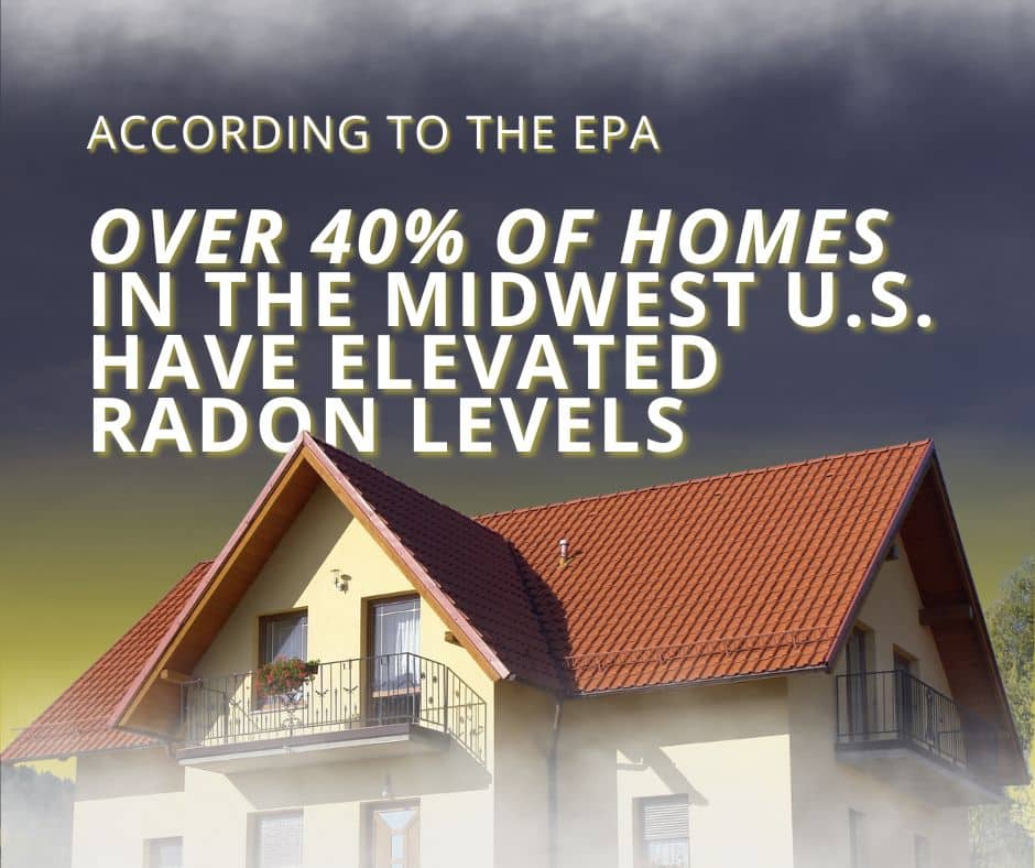 almost half of midwest homes have the potential to experience symptoms of radon poisoning​