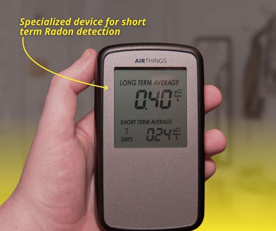 short term radon testing device
